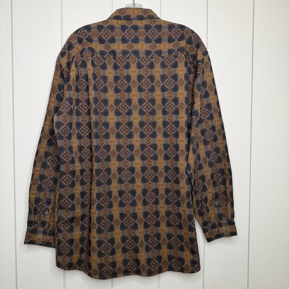 Jhane Barnes Vintage Geometric Cotton Button Up Size L - Picture 3 of 10